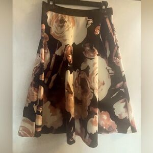 Bobeau rose print flared circle skirt